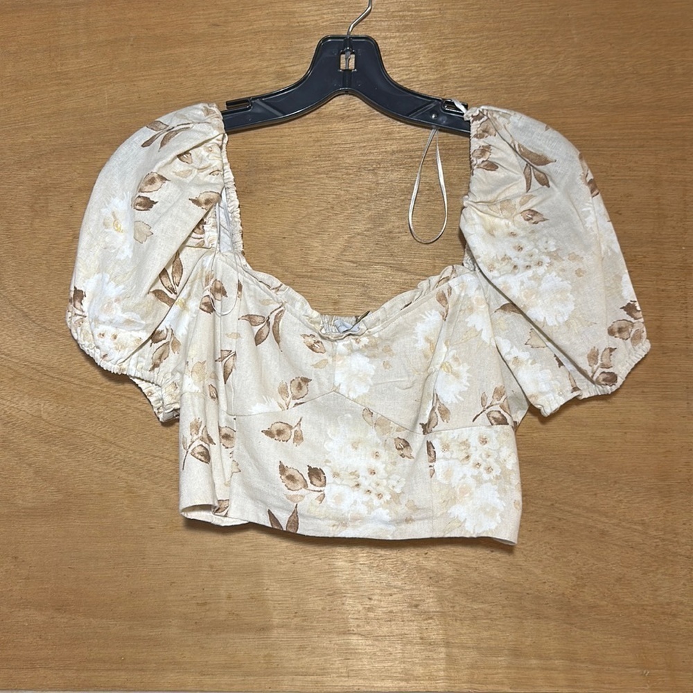 NWT House of Harlow 1960 linen Samina Cropped Top size XS